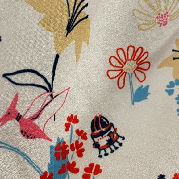 ~ ModCloth Sm Blouse Sleeveless Vneck Floral/Dinos/UFOs/Planets/Rockets Ltweight - Picture 10 of 14